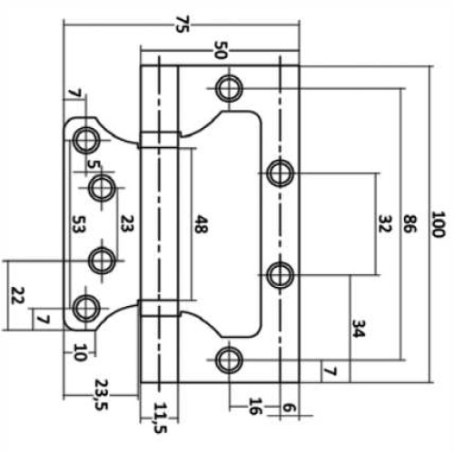 Петля накладная VЕTTORE FLUSH 100×75×2.5mm AB (Бронза)