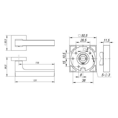 Ручка раздельная K.DM51.FLASH (FLASH DM) CP/WH-19 хром/белый