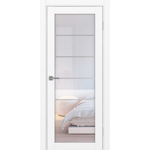 Турин 501АСС.2, цвет Белый снежный молдинг алюм.хром стекло Прозрачное, размер 80*200 см.