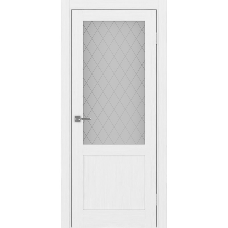 Межкомнатная дверь Турин 502.21, цвет белый лёд, заполнение Кристалл бесцветное, размер 200*40 см.