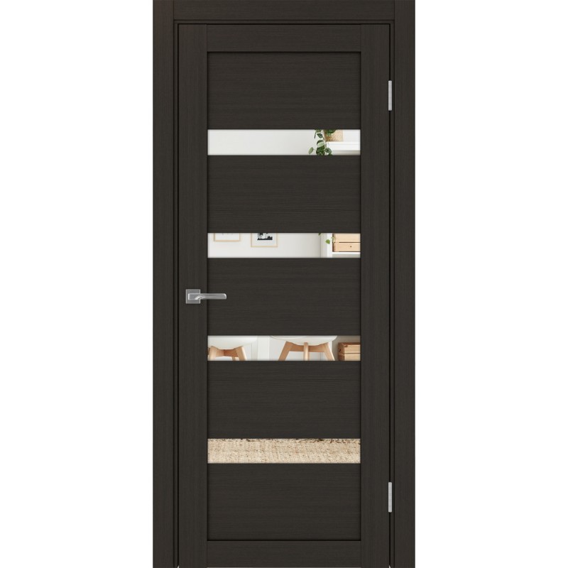 Межкомнатная дверь Турин 505.12, цвет венге FL, заполнение Зеркало, размер 200*80 см.