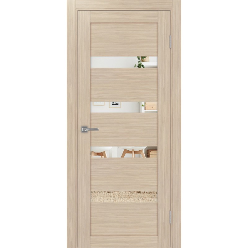 Межкомнатная дверь Турин 505.12, цвет дуб беленый FL, заполнение Зеркало, размер 200*80 см.