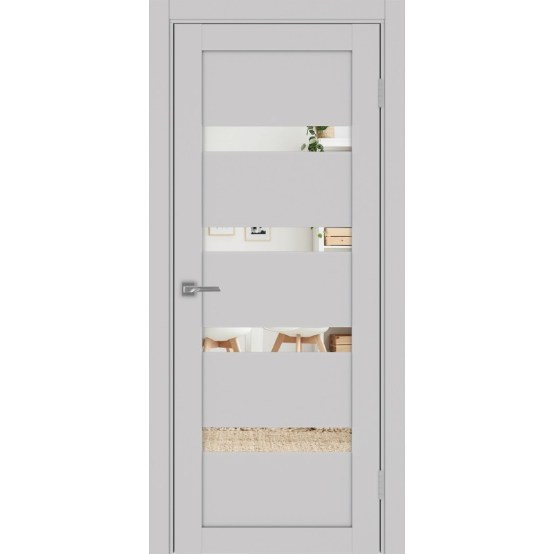 Межкомнатная дверь Турин 505.12, цвет пепельный, заполнение Зеркало, размер 200*80 см.