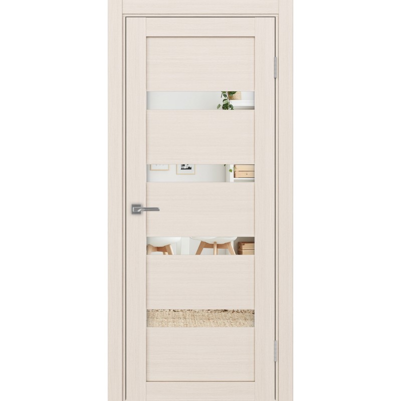 Межкомнатная дверь Турин 505.12, цвет ясень перламутровый, заполнение Зеркало, размер 200*80 см.