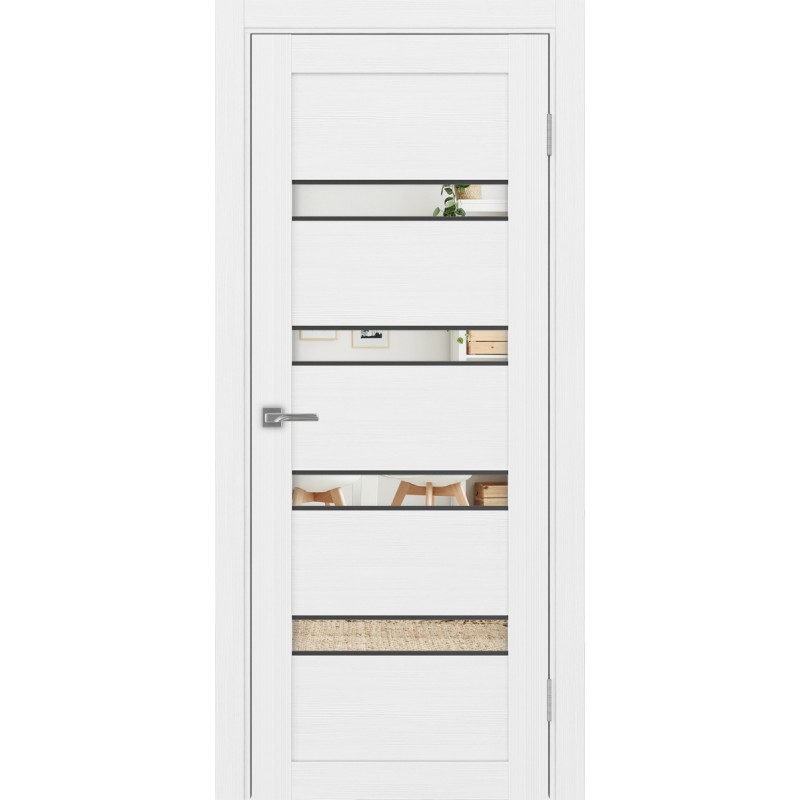 Межкомнатная дверь Турин 505.12 АПС молдинг SB, цвет белый лёд, заполнение Зеркало, размер 200*80 см.