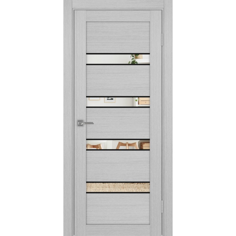 Межкомнатная дверь Турин 505.12 АПС молдинг SB, цвет дуб серый FL, заполнение Зеркало, размер 200*80 см.