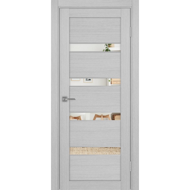 Межкомнатная дверь Турин 505.12 АПС молдинг SC, цвет дуб серый FL, заполнение Зеркало, размер 200*80 см.