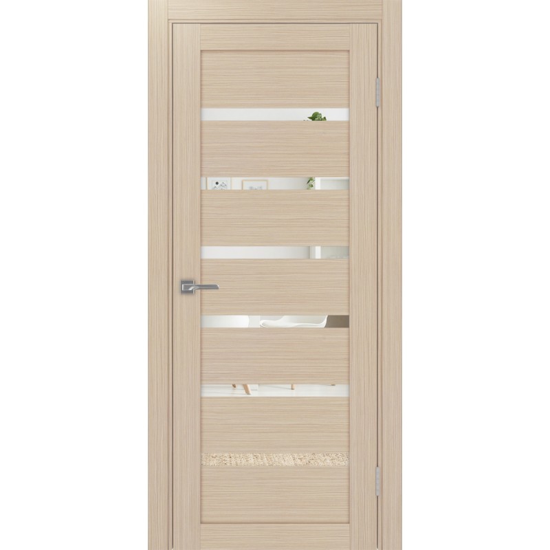 Межкомнатная дверь Турин 506У.112, цвет дуб беленый FL, заполнение Зеркало, размер 200*70 см.