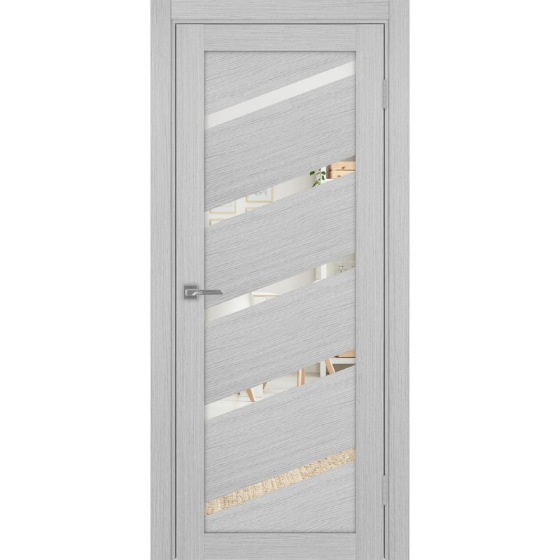 Межкомнатная дверь Турин 506У.112, цвет дуб серый FL, заполнение Зеркало, размер 200*60 см.