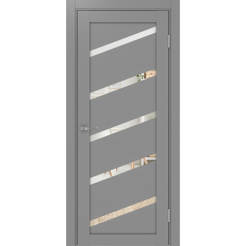 Межкомнатная дверь Турин 506У.112, цвет серый, заполнение Зеркало, размер 200*90 см.