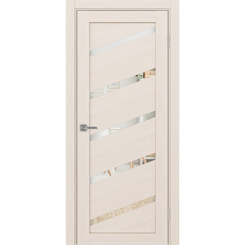 Межкомнатная дверь Турин 506У.112, цвет ясень перламутровый, заполнение Зеркало, размер 200*90 см.
