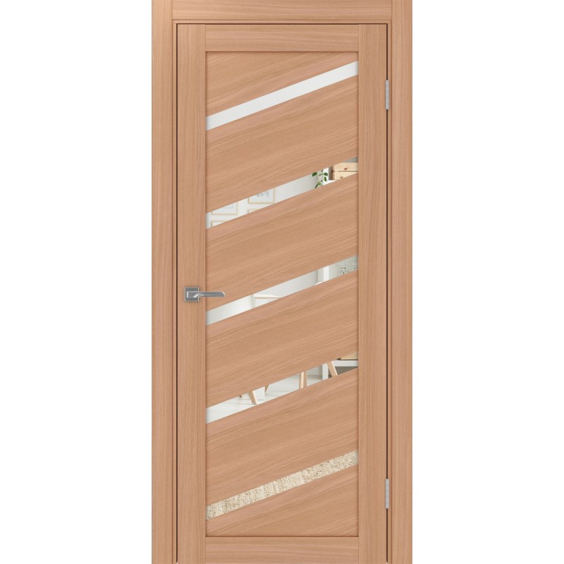 Межкомнатная дверь Турин 506У.112, цвет ясень тёмный, заполнение Зеркало, размер 200*45 см.