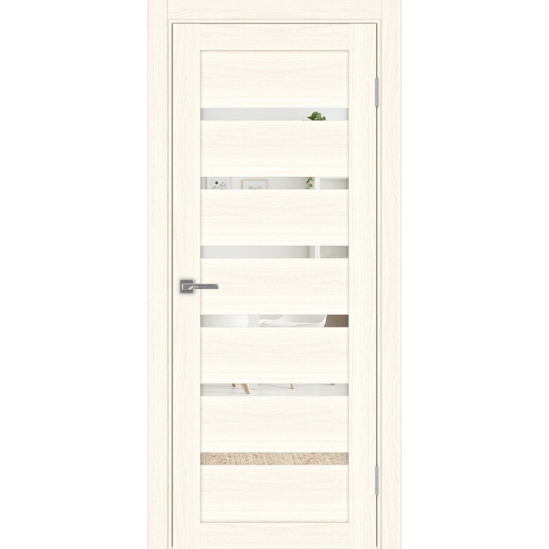 Межкомнатная дверь Турин 507.12, цвет ясень светлый, заполнение Зеркало, размер 200*80 см.