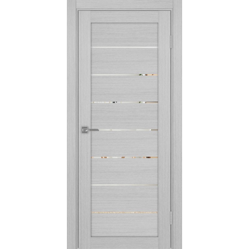 Межкомнатная дверь Турин 508.12, цвет Дуб Серый FL стекло Зеркало, размер 80*200 см.