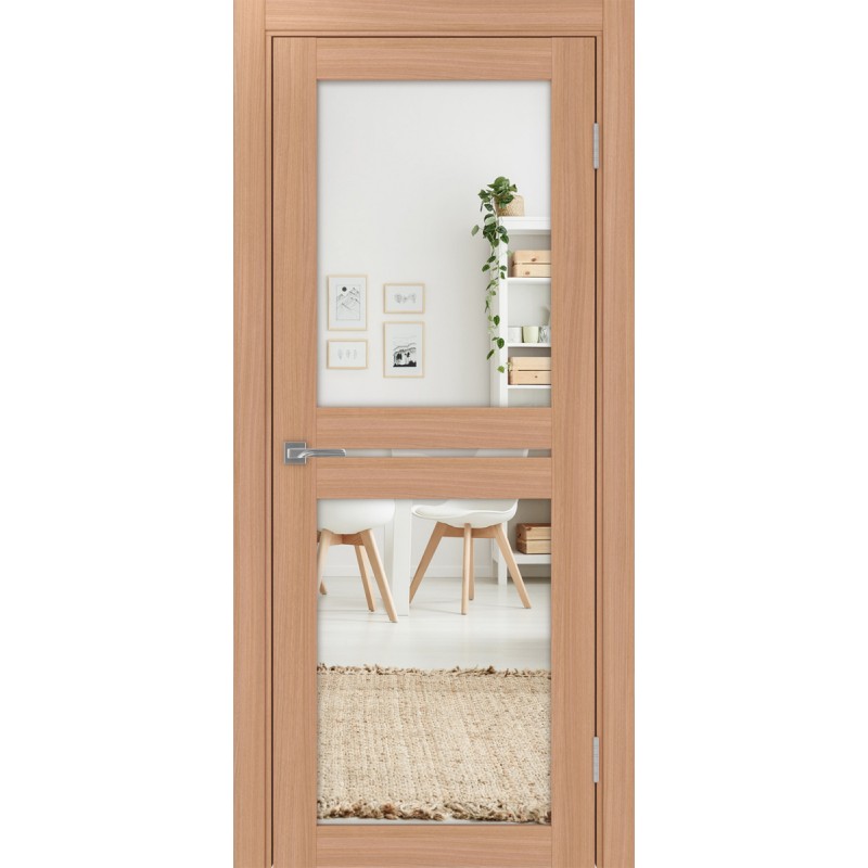 Межкомнатная дверь Турин 520.222, цвет ясень тёмный, заполнение Зеркало/Зеркало, размер 200*80 см.