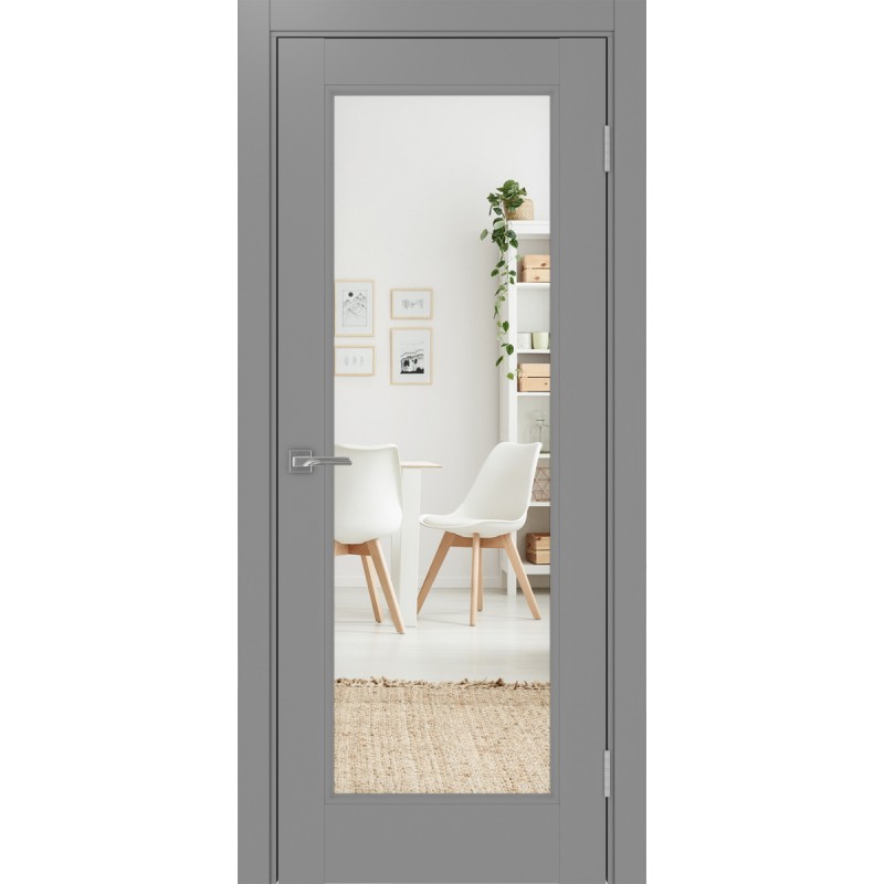 Межкомнатная дверь Турин Neo 501.2, цвет серый, заполнение Зеркало, размер 200*80 см.