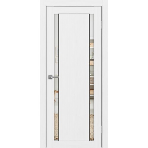 Турин 522AПП.212, цвет Белый лёд, молдинг алюм.чёрный, стекло Зеркало/Зеркало, размер 80*200 см.