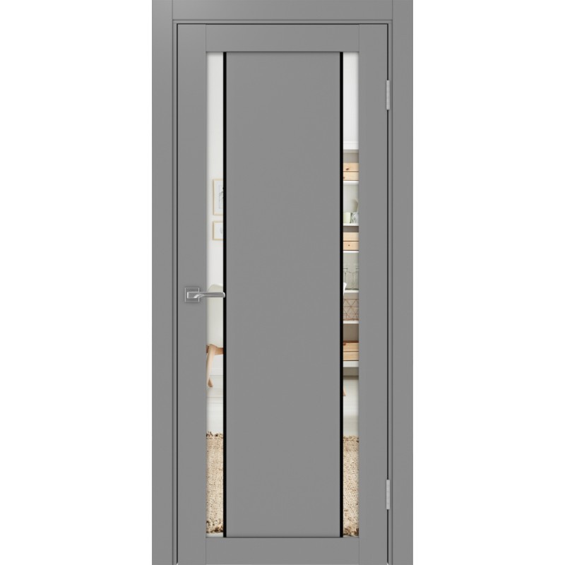 Межкомнатная дверь Турин 522.212 АПП молдинг SB, цвет серый, заполнение Зеркало/Зеркало, размер 200*80 см.