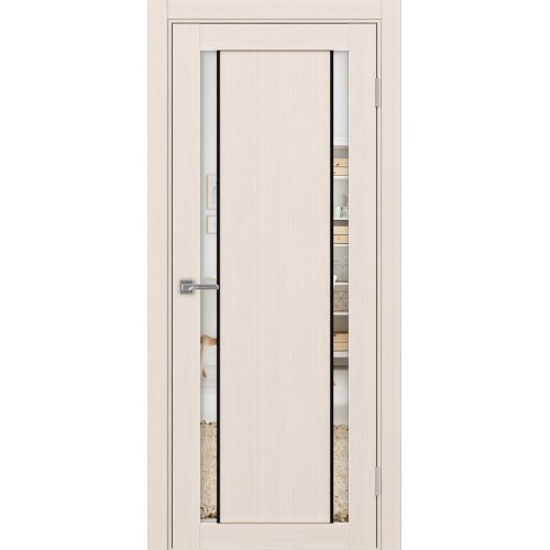 Турин 522AПП.212, цвет Ясень перламутровый молдинг алюм.чёрн стекло Зеркало/Зеркало, размер 80*200 см.