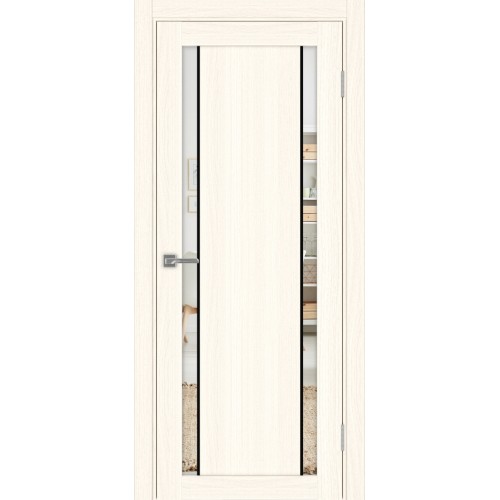 Турин_522AПП.212, цвет Ясень светлый молдинг алюм.чёрн стекло Зеркало/Зеркало, размер 80*200 см.