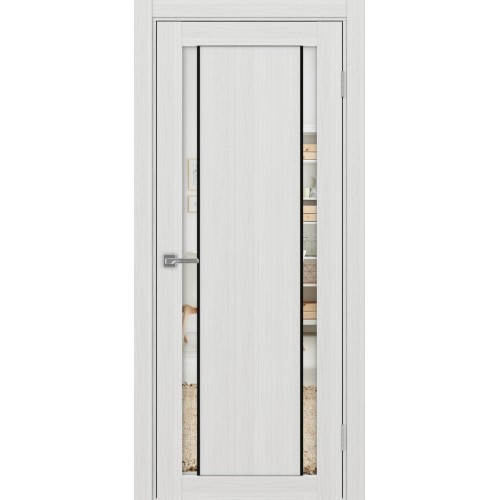 Турин 522AПП.212, цвет Ясень серебристый, молдинг алюм.чёрн стекло Зеркало/Зеркало, размер 80*200 см.