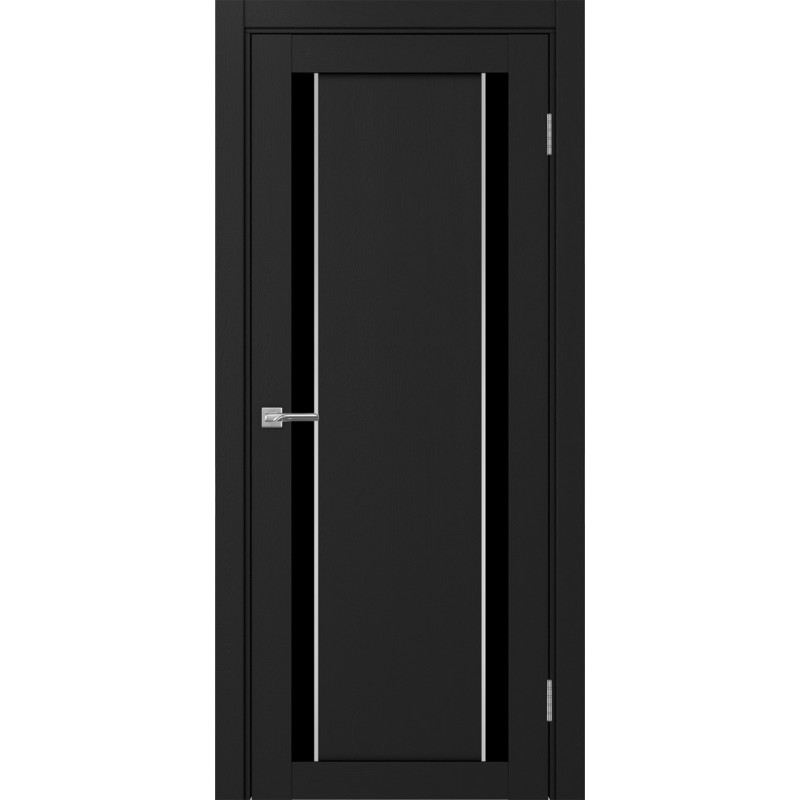 Межкомнатная дверь Турин 522AПП.212, цвет Антрацит молдинг алюм.хром стекло LACчерный, размер 80*200 см.