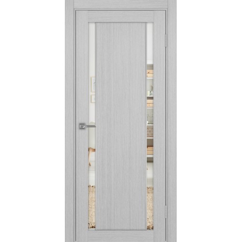 Турин 522AПП.212, цвет Дуб Серый FL, молдинг алюм.хром стекло Зеркало/Зеркало, размер 80*200 см.