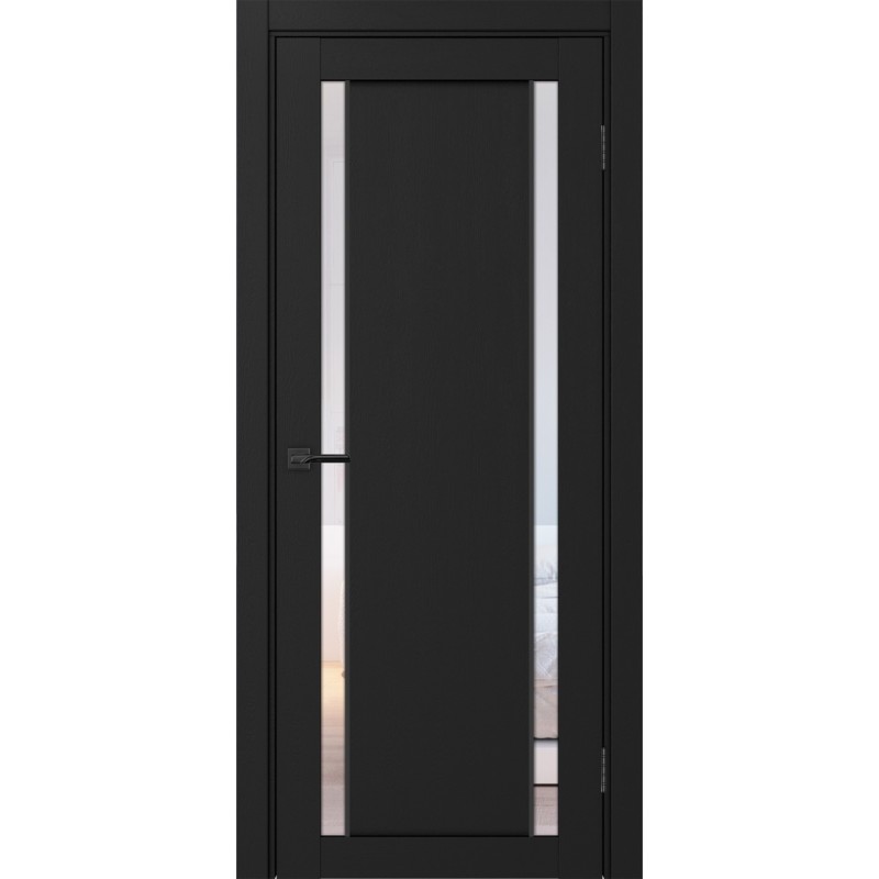 Межкомнатная дверь Турин 522АПС.212, цвет Антрацит молдинг алюм.чёрн стекло Прозрачное, размер 80*200 см.