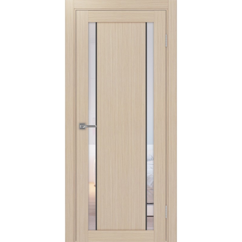 Межкомнатная дверь Турин 522АПС.212, цвет Дуб беленый FL, молдинг алюм.чёрн стекло Прозрачное, размер 80*200 см.