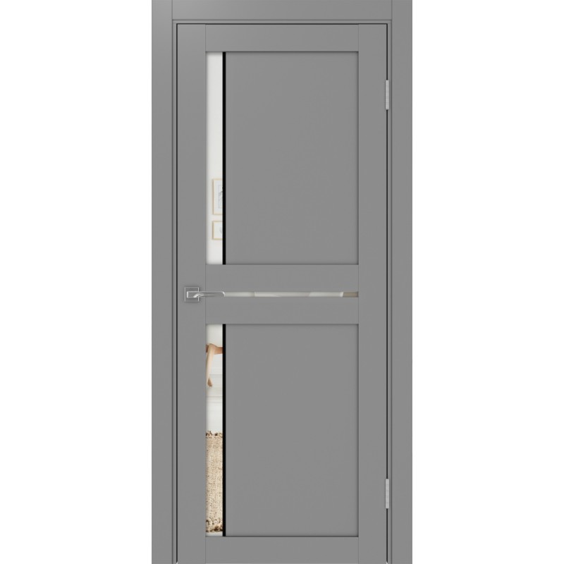 Межкомнатная дверь Турин 523.221 АПП молдинг SB, цвет серый, заполнение Зеркало/Зеркало, размер 200*80 см.