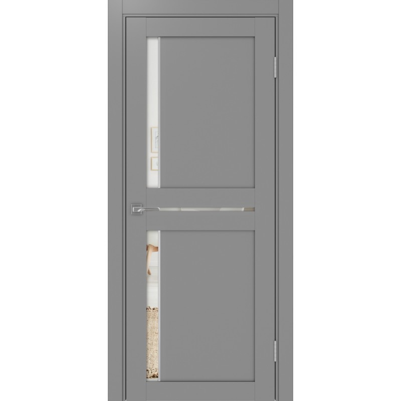 Межкомнатная дверь Турин 523.221 АПП молдинг SC, цвет серый, заполнение Зеркало/Зеркало, размер 200*80 см.