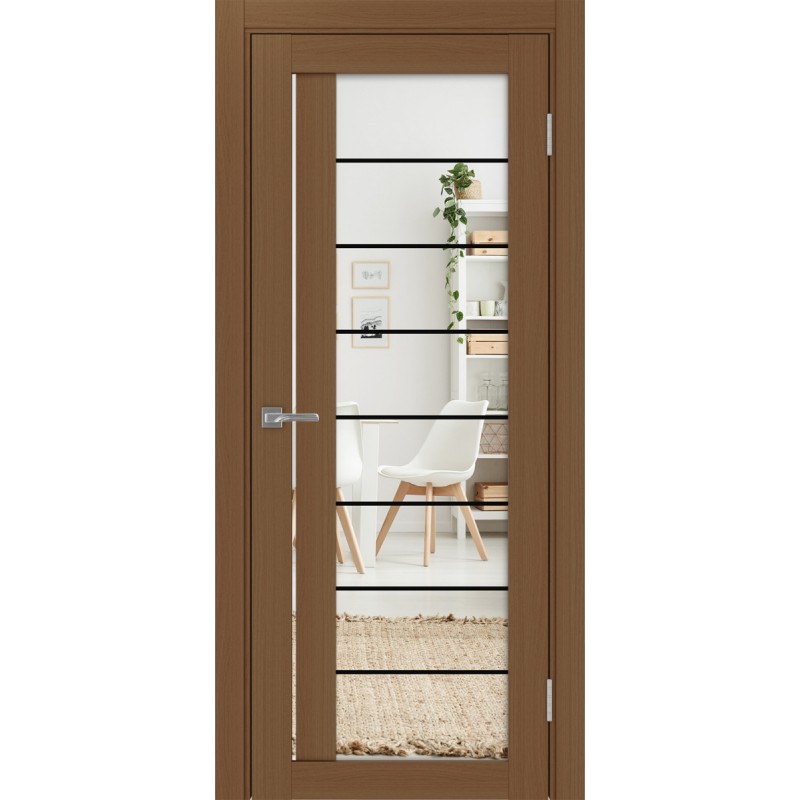 Межкомнатная дверь Турин 524.22 АСС молдинг SB, цвет орех NL, заполнение Зеркало/Зеркало, размер 200*80 см.