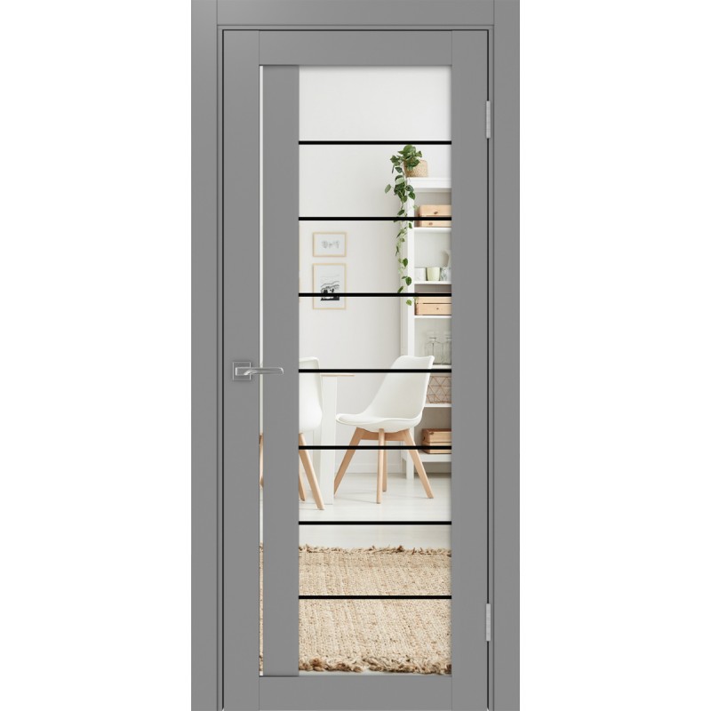 Межкомнатная дверь Турин 524.22 АСС молдинг SB, цвет серый, заполнение Зеркало/Зеркало, размер 200*80 см.