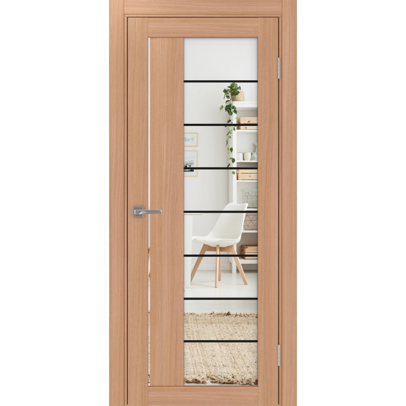 Межкомнатная дверь Турин 524.22 АСС молдинг SB, цвет ясень тёмный, заполнение Зеркало/Зеркало, размер 200*80 см.