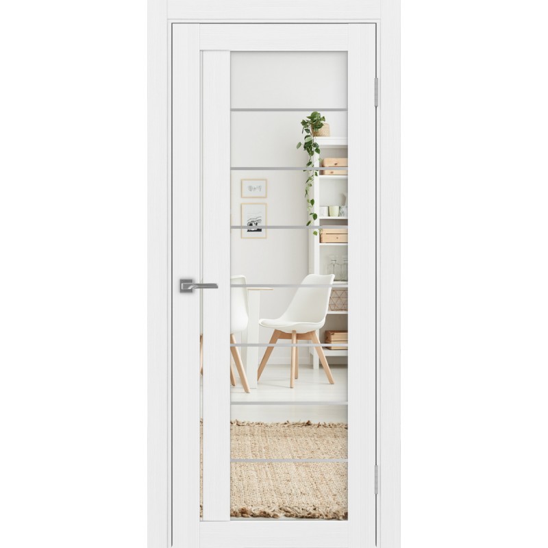 Межкомнатная дверь Турин 524.22 АСС молдинг SC, цвет белый лёд, заполнение Зеркало/Зеркало, размер 200*80 см.