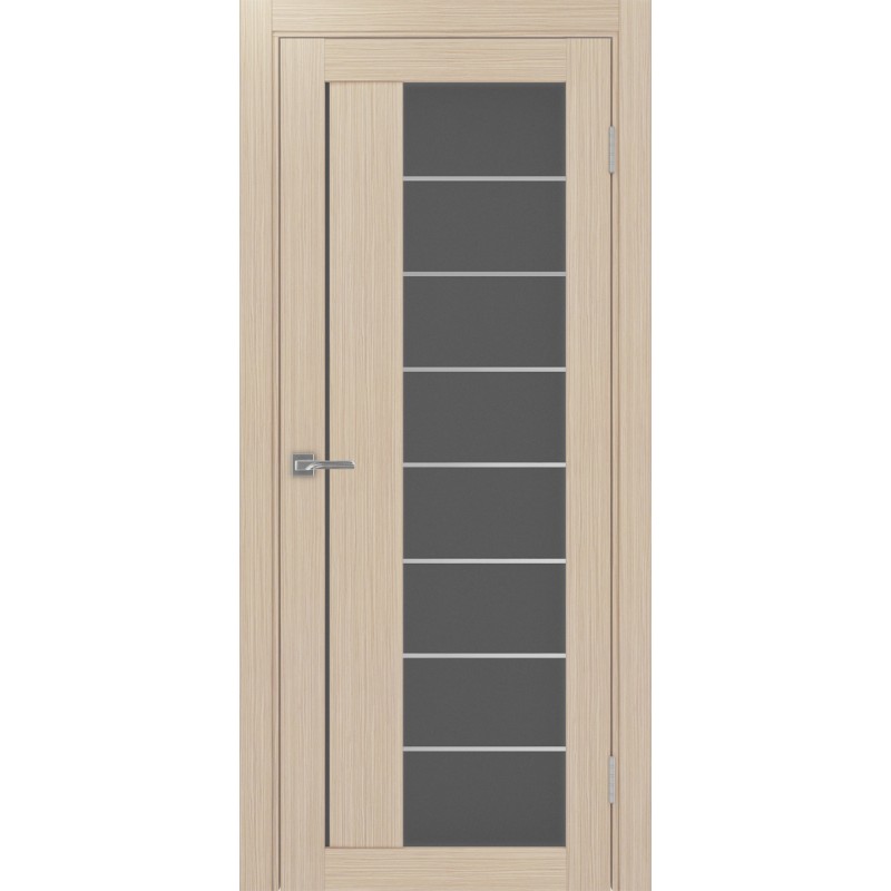Межкомнатная дверь Турин 524АСС.22, цвет Дуб беленый FL, молдинг алюм.хром стекло Графит матовое, размер 80*200 см.