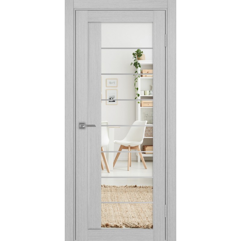 Межкомнатная дверь Турин 524.22 АСС молдинг SC, цвет дуб серый FL, заполнение Зеркало/Зеркало, размер 200*80 см.