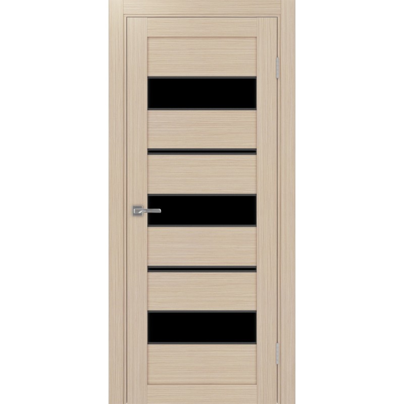 Межкомнатная дверь Турин 526АПП.122, цвет Дуб беленый FL, молдинг алюм.чёрн стекло LACчерный, размер 80*200 см.
