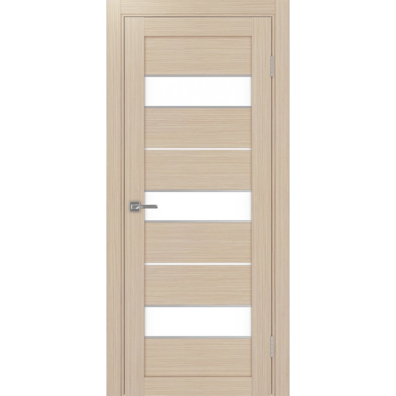 Межкомнатная дверь Турин 526АПП.122, цвет Дуб беленый FL, молдинг алюм.хром стекло LACбелый, размер 80*200 см.