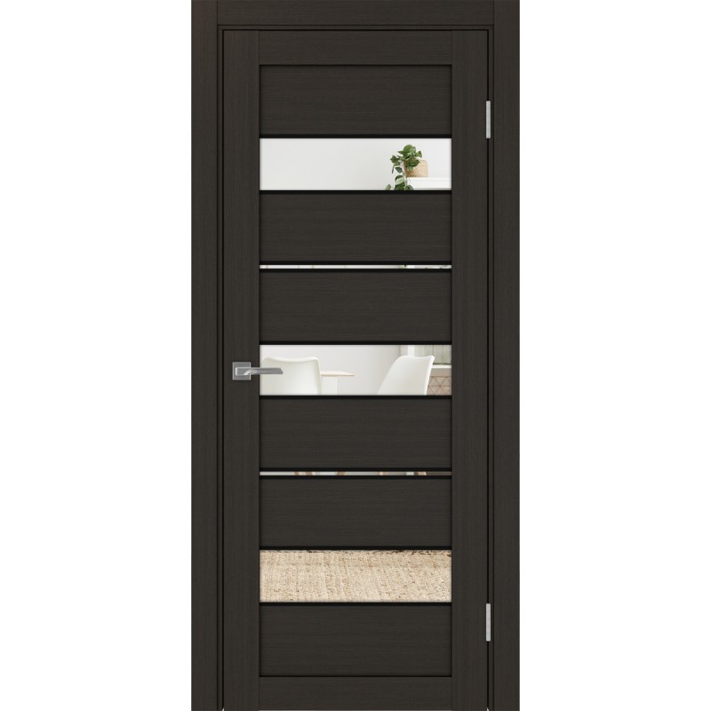 Межкомнатная дверь Турин 526.122 АППmax молдинг SB, цвет венге FL, заполнение Зеркало/Зеркало, размер 200*80 см.