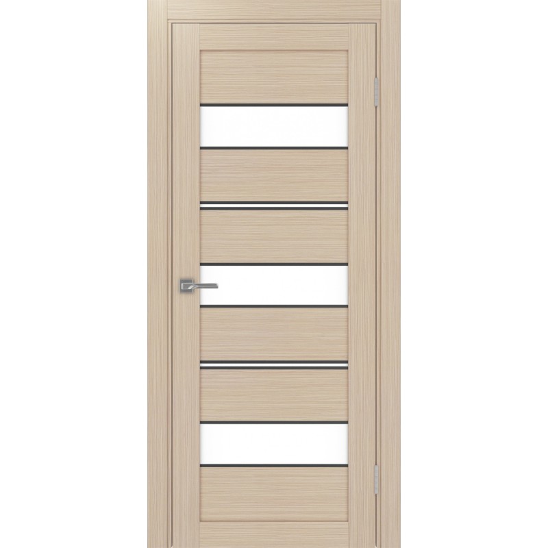 Межкомнатная дверь Турин 526АППmax.122, цвет Дуб беленый FL, молдинг алюм.чёрн стекло LACбелый, размер 80*200 см.