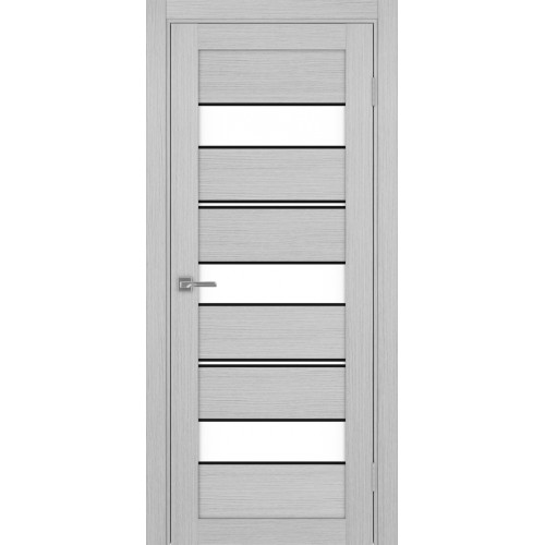 Турин 526АППmax.122, цвет Дуб Серый FL, молдинг алюм.чёрн стекло LACбелый, размер 80*200 см.