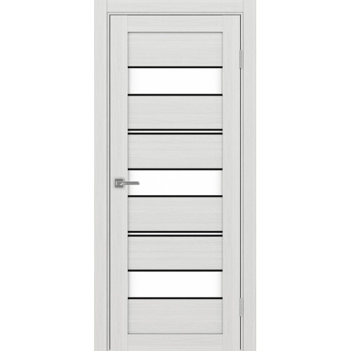 Турин 526АППmax.122, цвет Ясень серебристый, молдинг алюм.чёрн стекло LACбелый, размер 80*200 см.