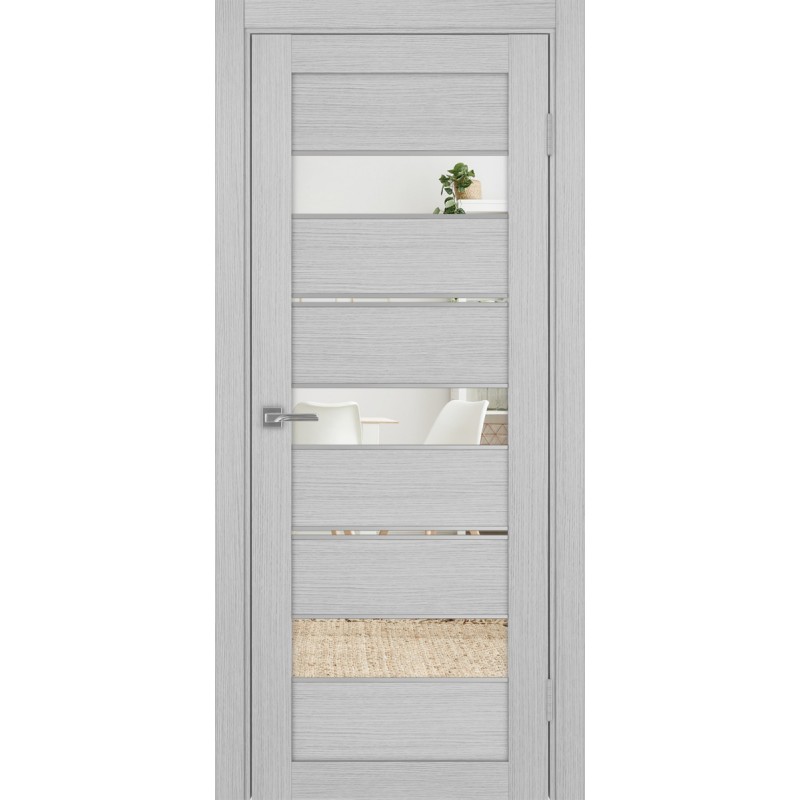 Межкомнатная дверь Турин 526.122 АППmax молдинг SC, цвет дуб серый FL, заполнение Зеркало/Зеркало, размер 200*80 см.