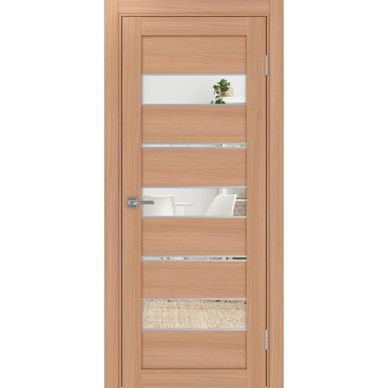 Межкомнатная дверь Турин 526.122 АППmax молдинг SC, цвет ясень тёмный, заполнение Зеркало/Зеркало, размер 200*80 см.