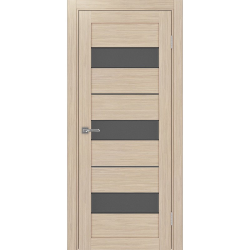 Межкомнатная дверь Турин 526АПС.122, цвет Дуб беленый FL, молдинг алюм.чёрн стекло Графит матовое, размер 80*200 см.