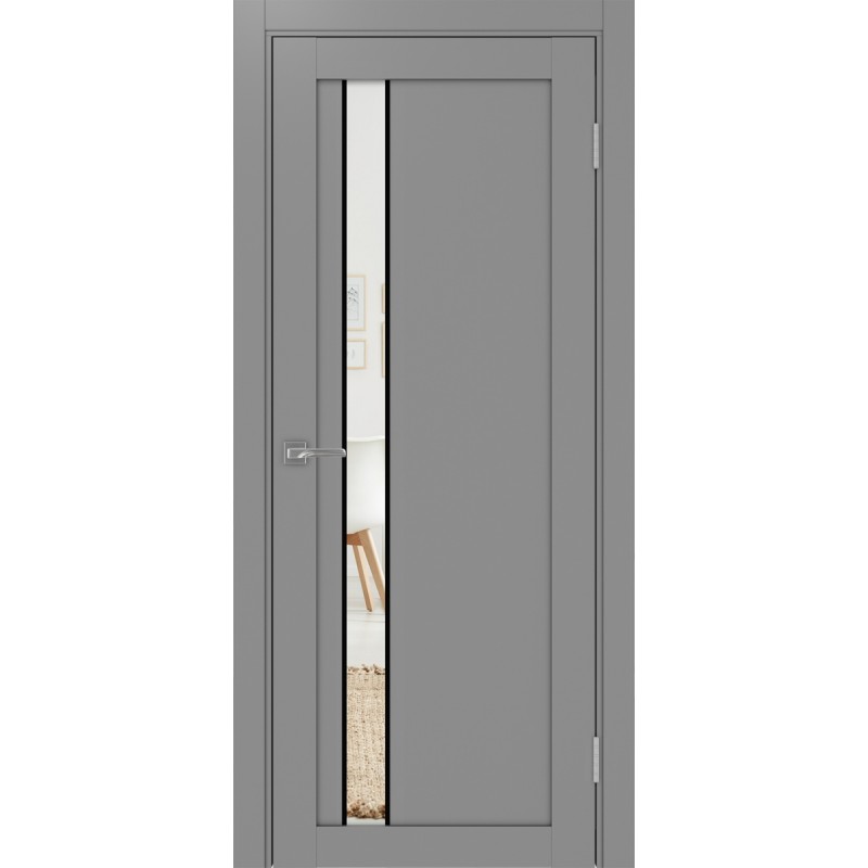 Межкомнатная дверь Турин 528.121 АПП молдинг SB, цвет серый, заполнение Зеркало/Зеркало, размер 200*80 см.