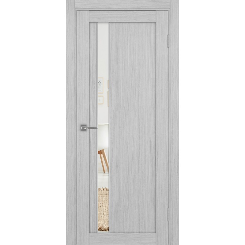 Межкомнатная дверь Турин 528.121 АПП молдинг SC, цвет дуб серый FL, заполнение Зеркало/Зеркало, размер 200*80 см.