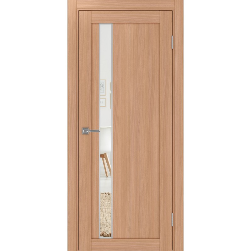 Межкомнатная дверь Турин 528.121 АПП молдинг SC, цвет ясень тёмный, заполнение Зеркало/Зеркало, размер 200*80 см.