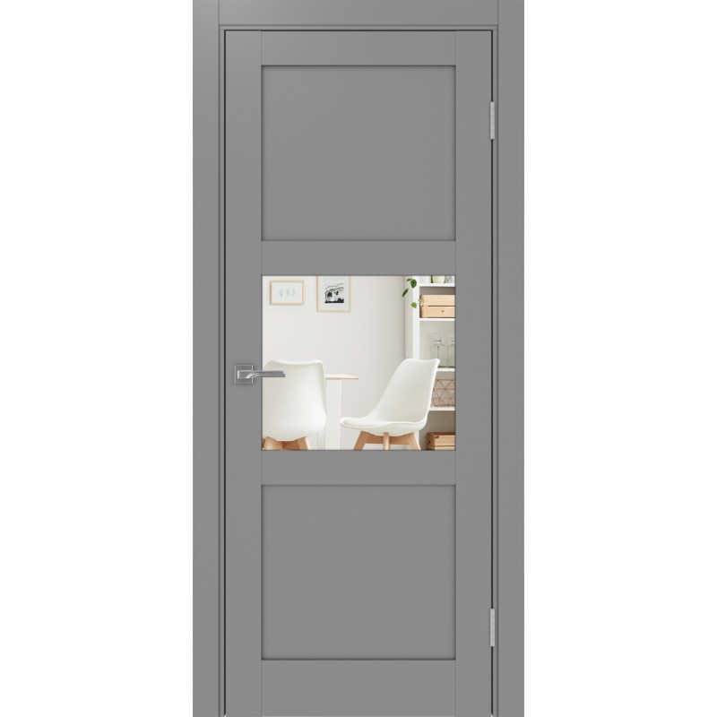 Межкомнатная дверь Турин 530.121, цвет серый, заполнение Зеркало/Зеркало, размер 200*80 см.